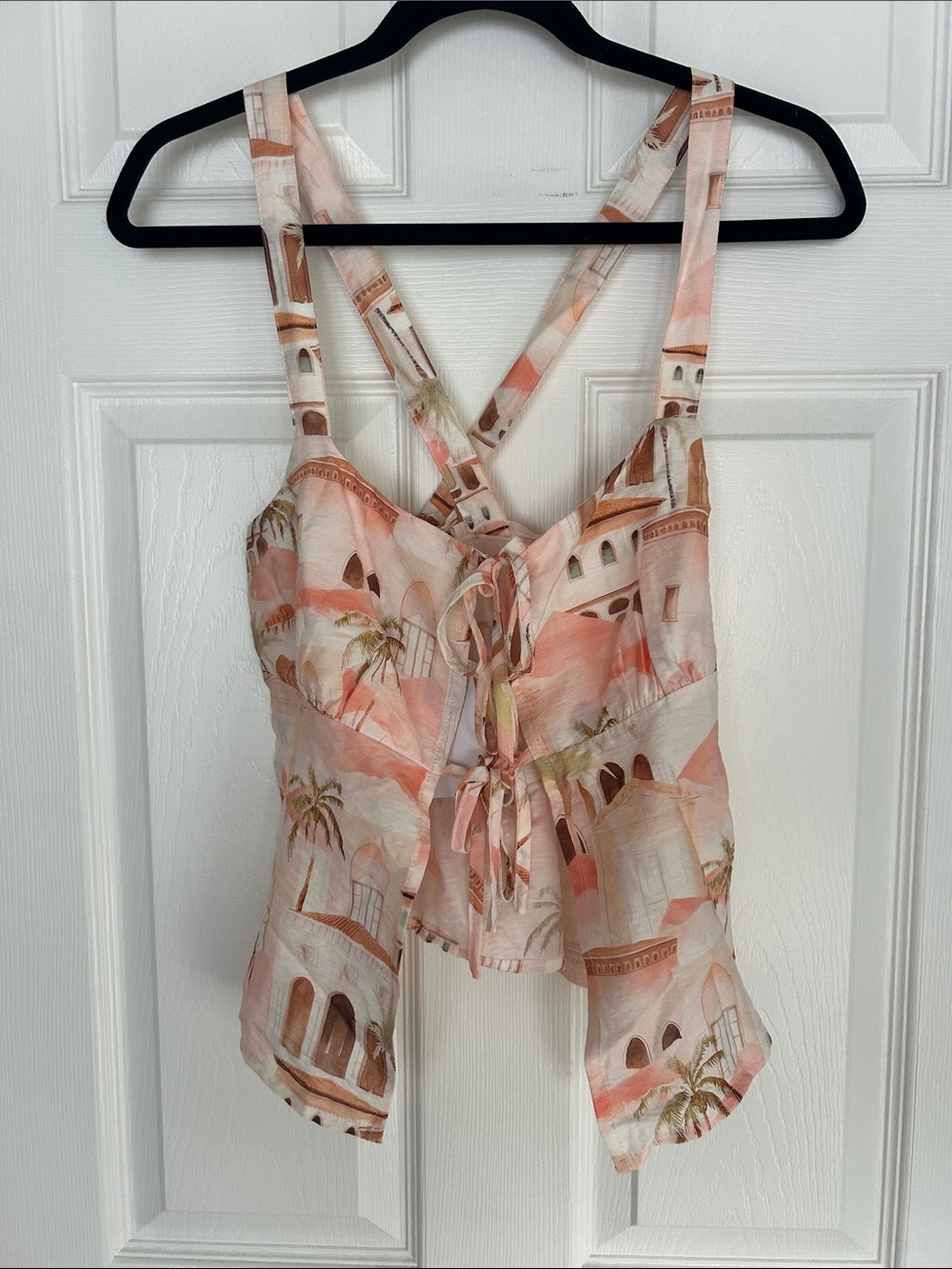 Petal & Pup Pink and Cream Printed Tie-Front Cami Top